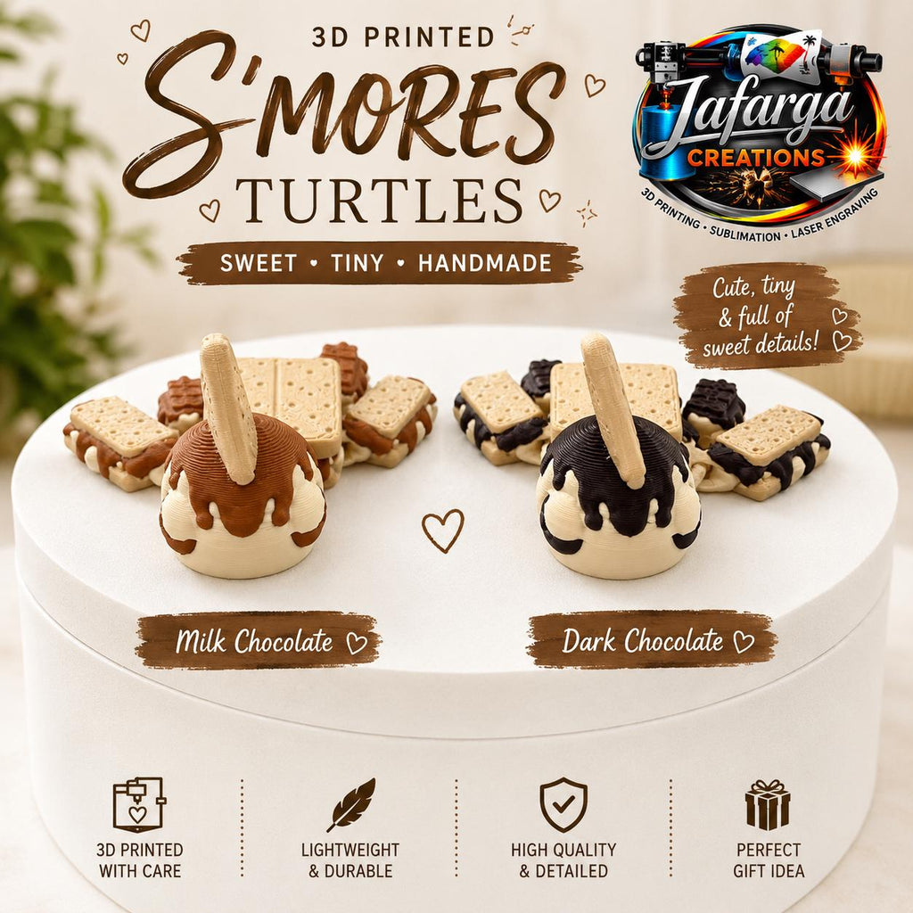 3D Printed S'mores Turtle | Milk Chocolate, Dark Chocolate Miniatures
