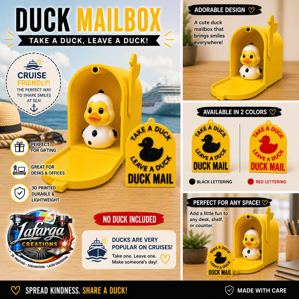3D Printed Mailbox – Cruise Holder, Desk Decor (Take a Duck, Leave a Duck)
