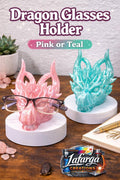 3D Printed Dragon Glasses Holder Stand | Fantasy Desk Decor (Pink or Teal)