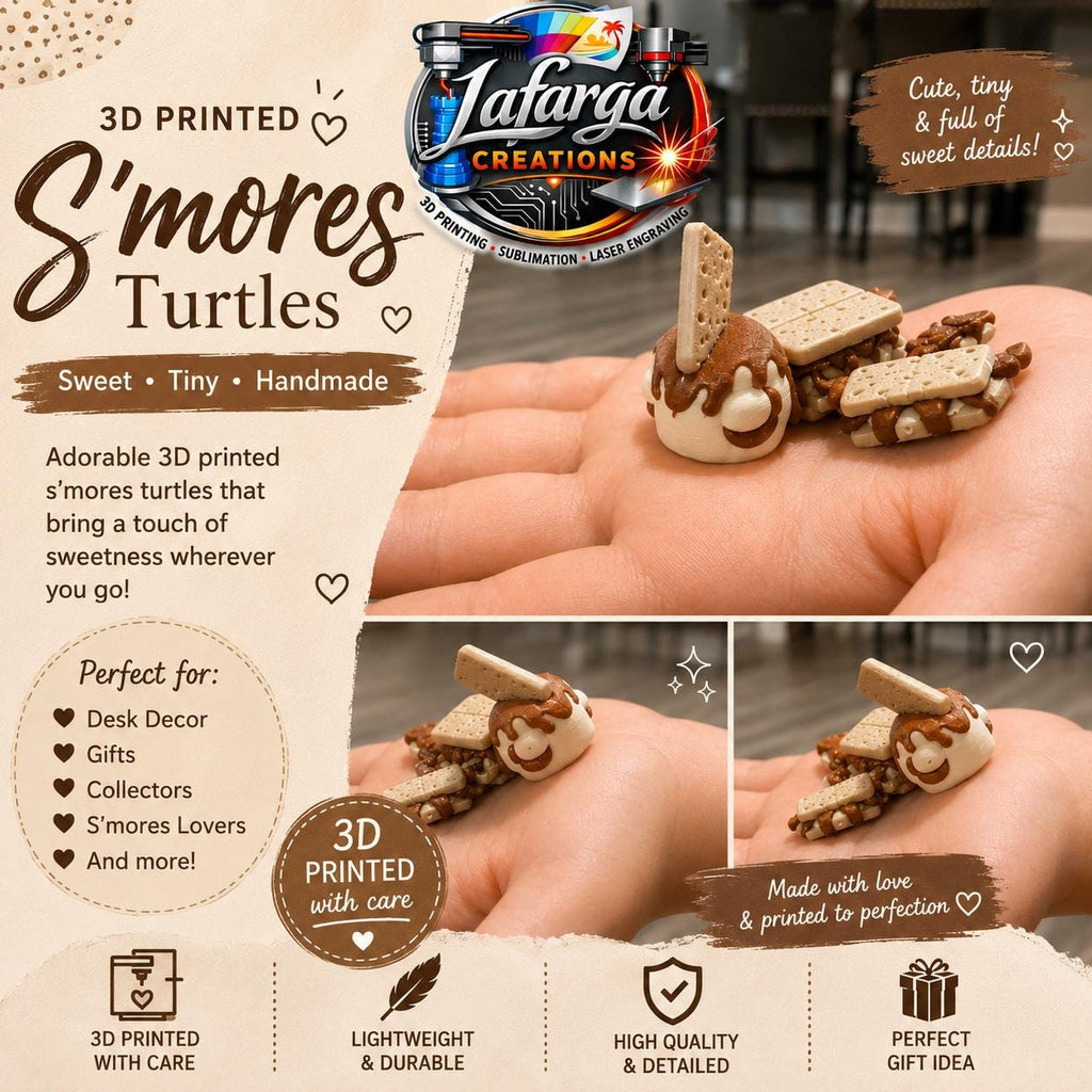 3D Printed S'mores Turtle | Milk Chocolate, Dark Chocolate Miniatures