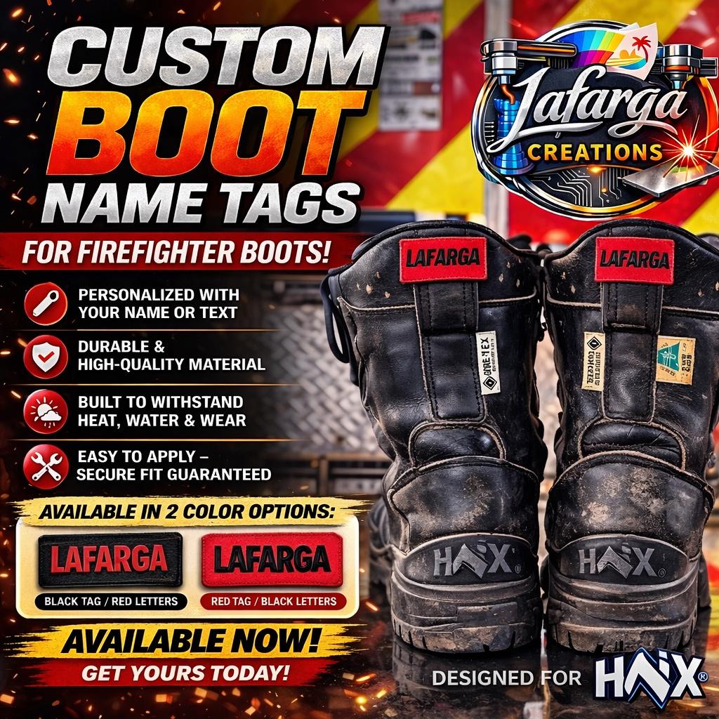 Custom Firefighter Boot Name Tags | 3D Printed Personalized HAIX Gear Plate