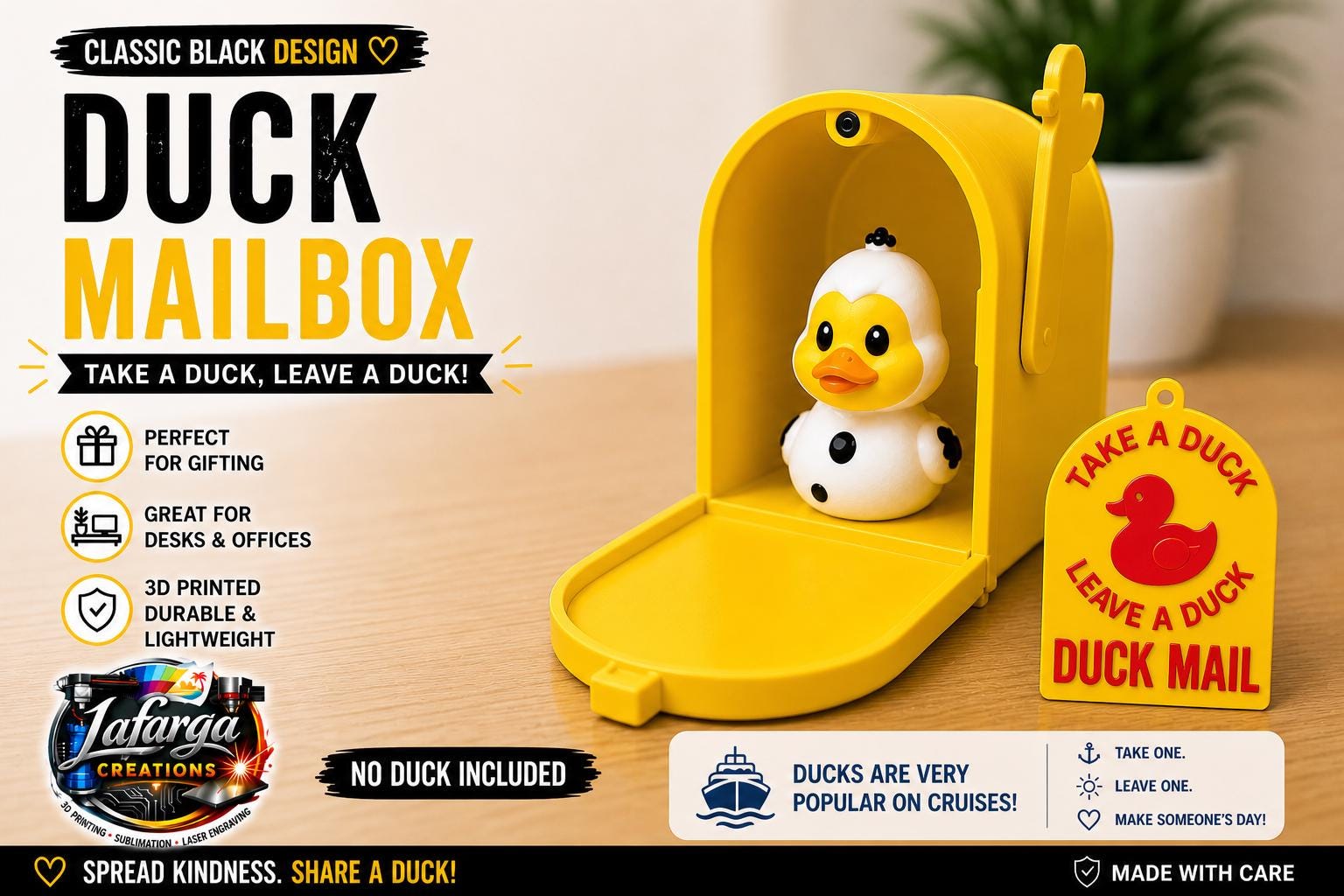 3D Printed Mailbox – Cruise Holder, Desk Decor (Take a Duck, Leave a Duck)