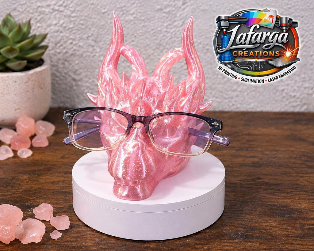 3D Printed Dragon Glasses Holder Stand | Fantasy Desk Decor (Pink or Teal)