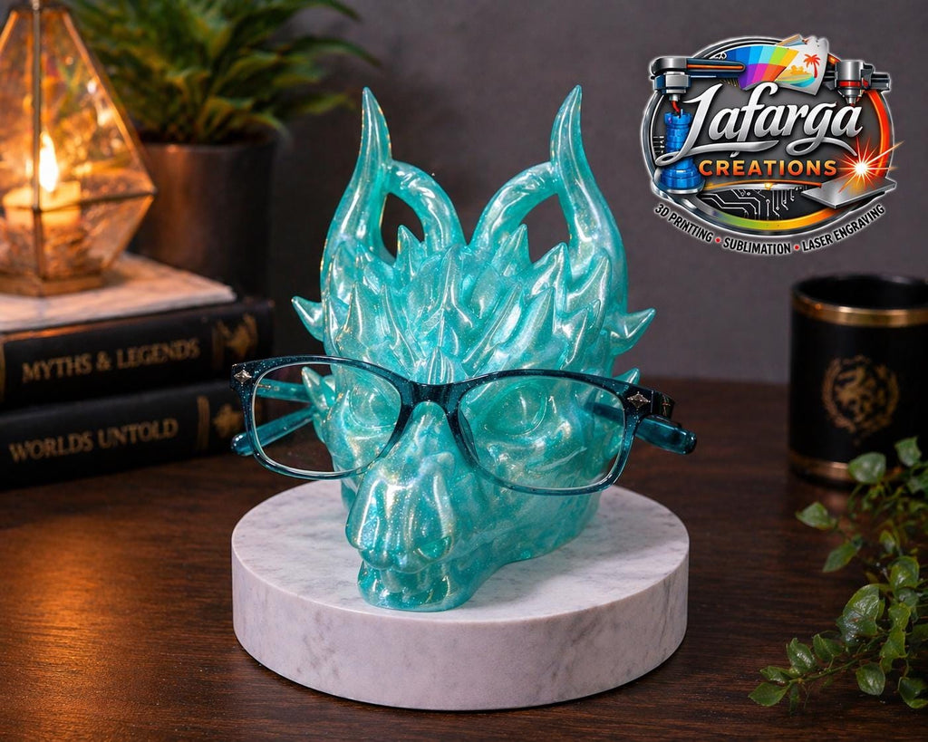 3D Printed Dragon Glasses Holder Stand | Fantasy Desk Decor (Pink or Teal)